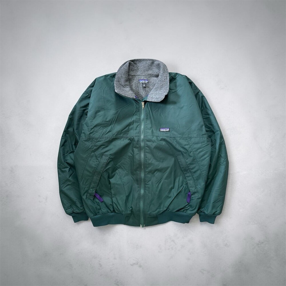Vintage Patagonia Bomber Jacket Mens L Green Fleece Lined Full Zip Outdoor